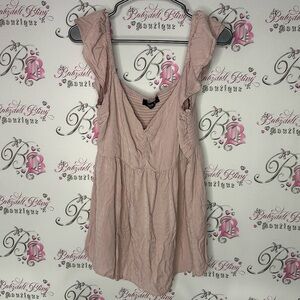 Blue B tank top frilly shoulder straps Pink Ruffle Sleeve Top